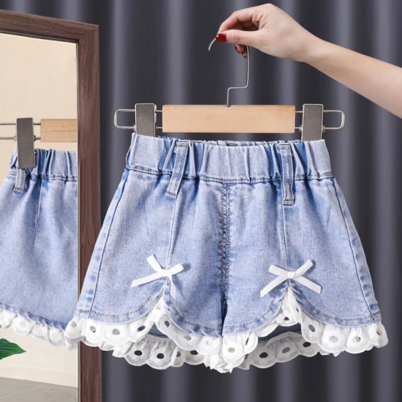 

Children's Summer All-match Casual Girls' Denim Shorts Korean Version Western-style Solid Color Girls' Pants Skirt Girls Shorts