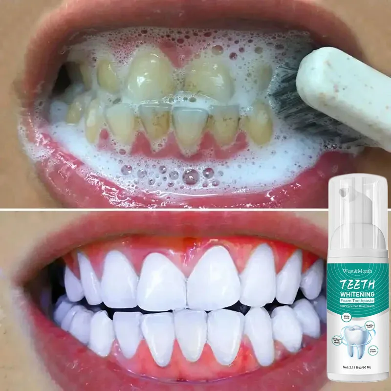 

60ML Baking Soda Teeth Cleaning Mousse Foam Toothpaste Deep Cleaning Stains Removal Fresh Breath Tooth Whitening Mousse Care
