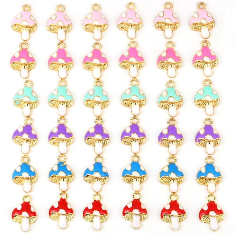 

15Pcs 15*12MM Alloy Metal Cute Mushroom Oil Drop Enamel Pendant Charm DIY Necklace Bracelet Earrings Jewelry Making Accessories
