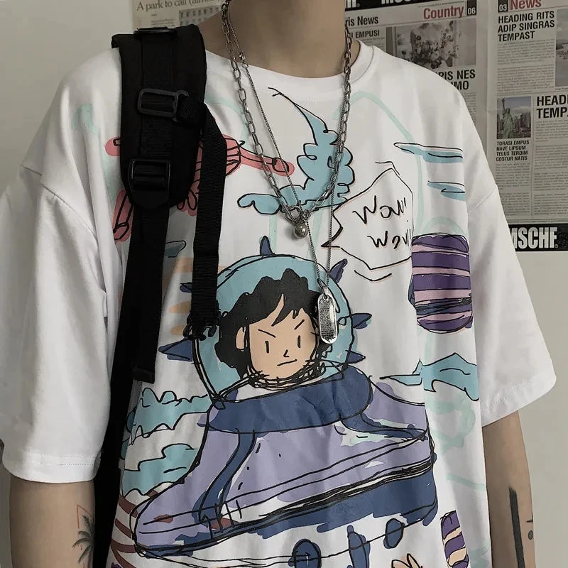 Аниме футболка Манга размера плюс лето свободного принт Ангел аниме