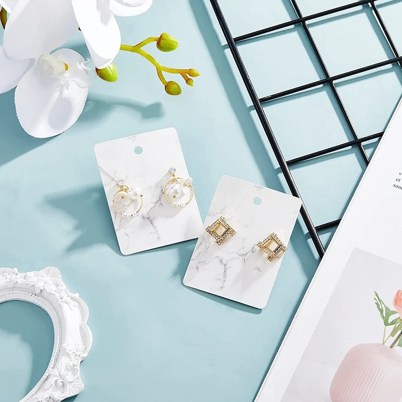800 Pieces Marble Earring Necklace Display Card Holder Set For Earrings Necklace Jewelry Display,2.8 X 2 Inch, 2 Color