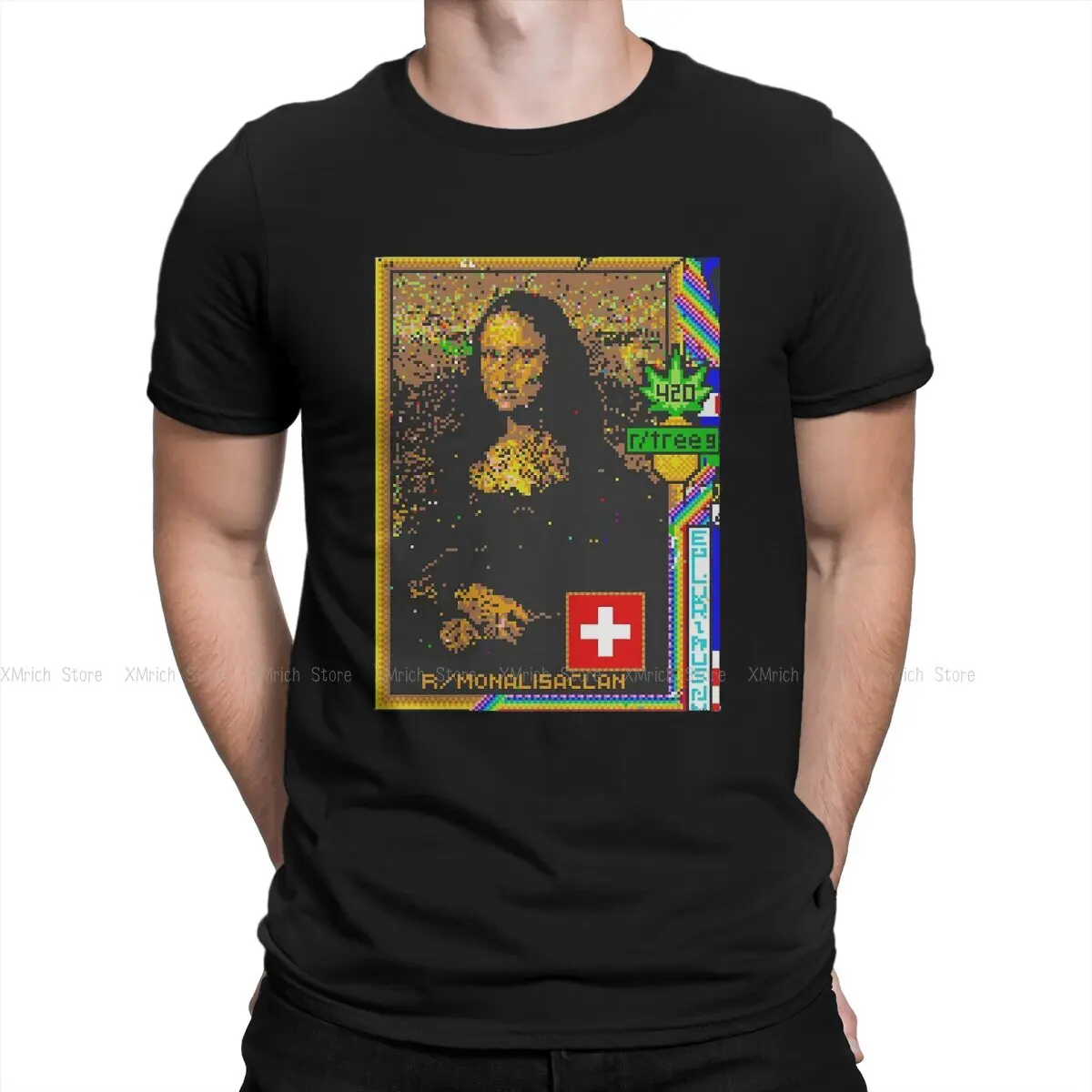 

Футболка для отдыха Reddit R Place Pixel Art 2022, Мона Лиза, хип-хоп, новейшая футболка для взрослых