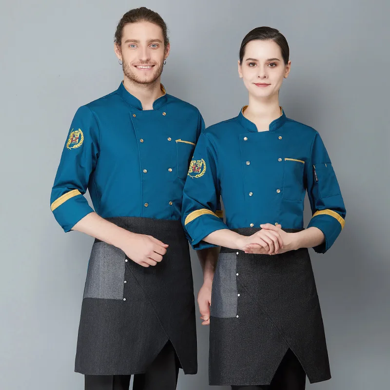 

C592 Chef Shirt Chef Jacket Long Adjustable Sleeve Men Women Unisex Cook Coat Restaurant Hotel Kitchen Wear Waiter Uniform