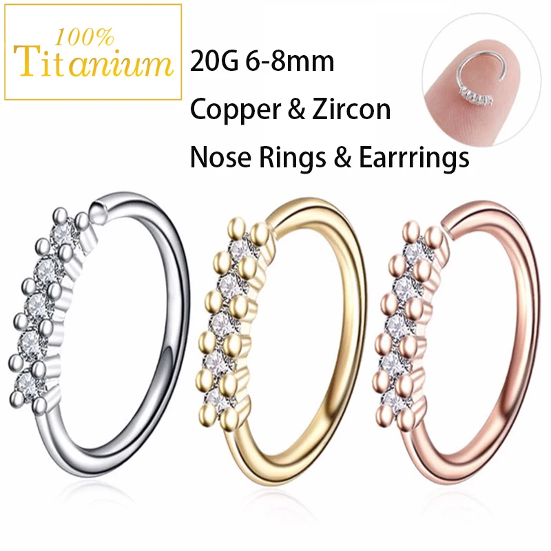 

20G 6/8mm Zircon Nose Hoops Ear Helix Cartilage Tragus Earrings Septum Piercing Nariz Rings Hinged Segment Clicker Body Jewelry