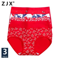 zjx 3pcsset high waist cotton panties women underwear red young girls briefs comfort soft underpants breathable female lingerie
