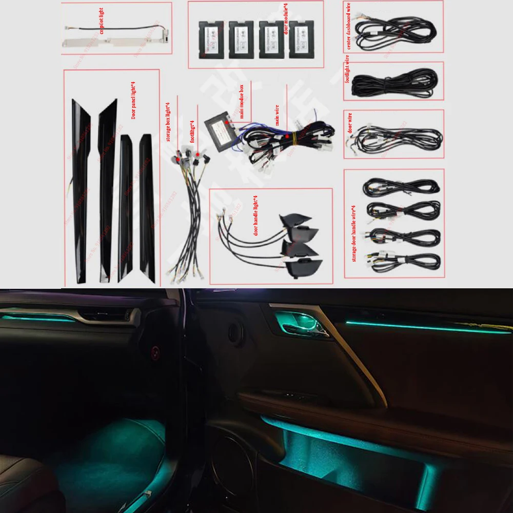 

For Lexus RX 2016-2021 64 Colors Ambient Light C-pilot Strip Decoration Lamp Interior Car Door Handel Decorate Atmosphere Light
