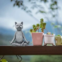 zen buddha cat figurine meditation cat garden statue collectible yoga cat sculpture resin craft home garden decoration ornament