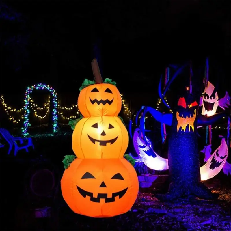 

120CM Large Halloween Inflatable 3 Pumpink Stack Halloween Decorations Outdoor Inflatable Halloween Decoration LED Lights