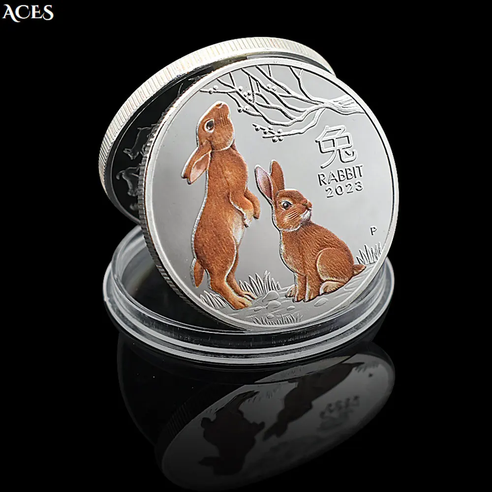 

2023 Year of The Rabbit Silver Coins Australia Animal Commemorative Medal Elizabeth II Souvenirs Chinese Zodiac New Year Gifts