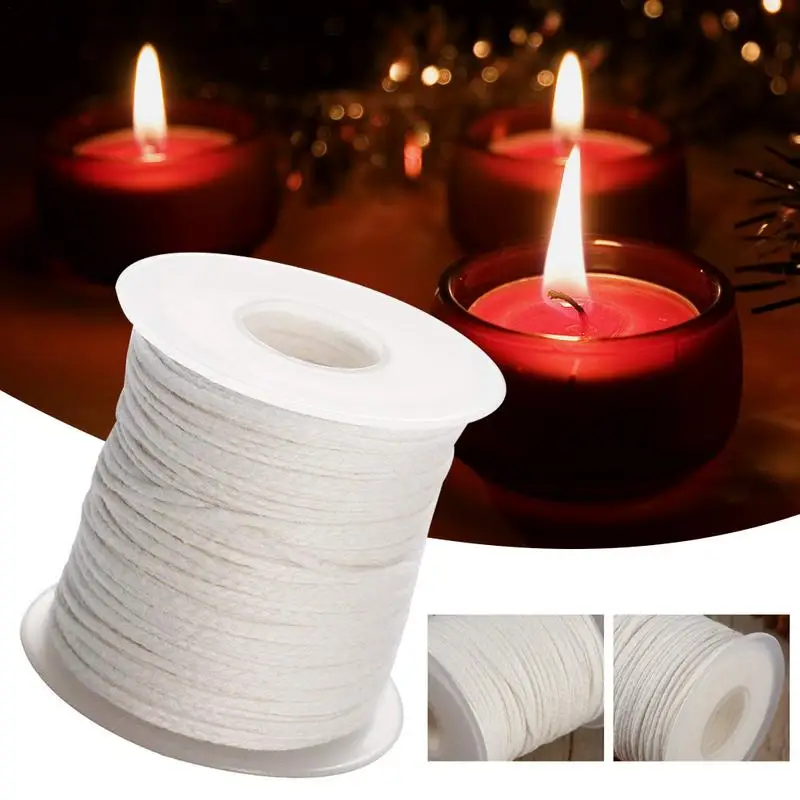 

Candle Making Wicks 1 Roll 200 Feet 61M White Candle Wick Cotton Candle Woven Wick For Candle Making DIY Craft Candle Wicks Tool