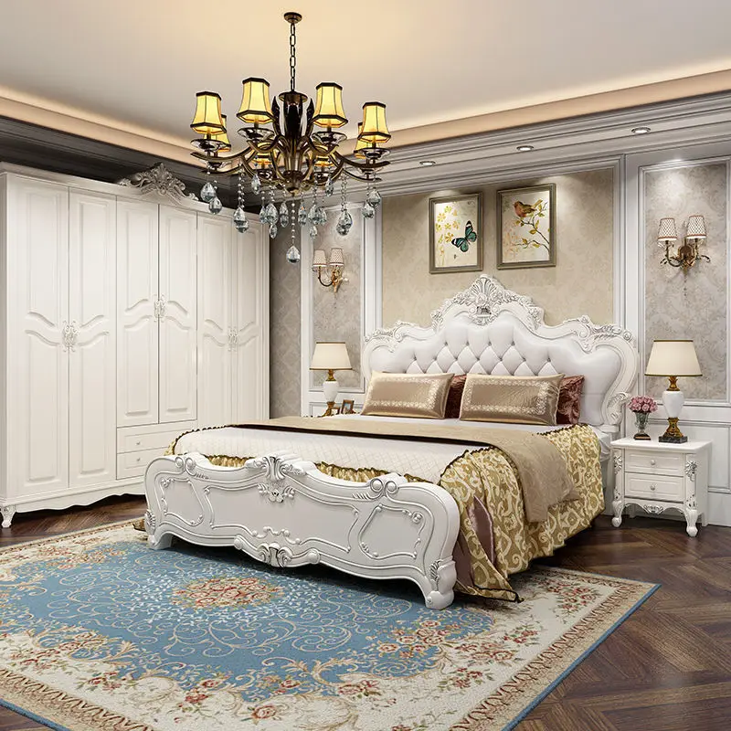 Красота европейская кровать роскошный каркас современная простая принцессы