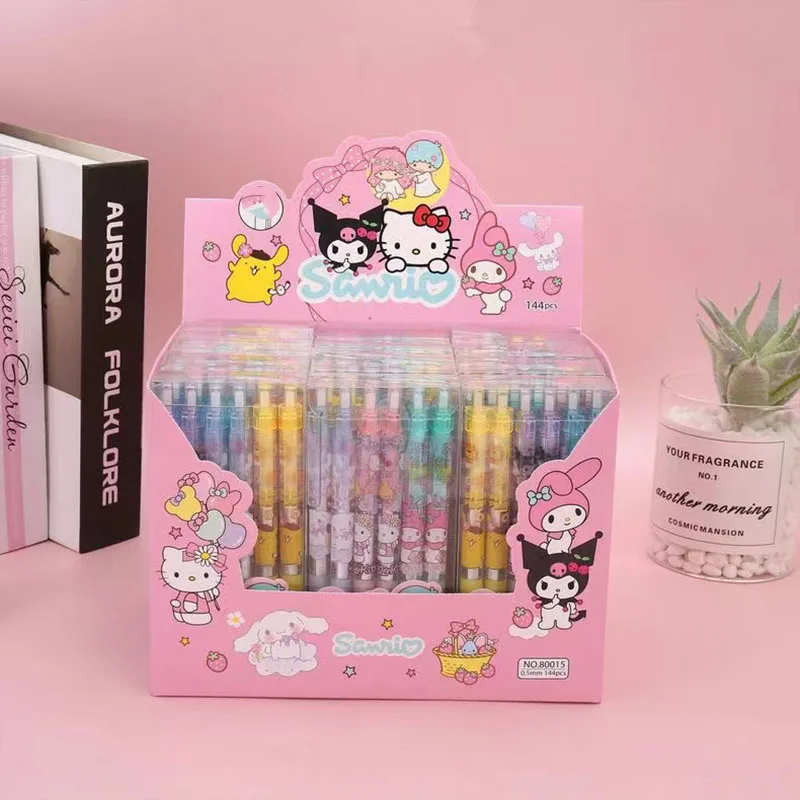 

Кавайная гелевая ручка Sanrio с аниме Hello Kitty Kuromi Cinnamoroll мультяшная нейтральная ручка Милая Черная перьевая ручка студенческие принадлежности подарок