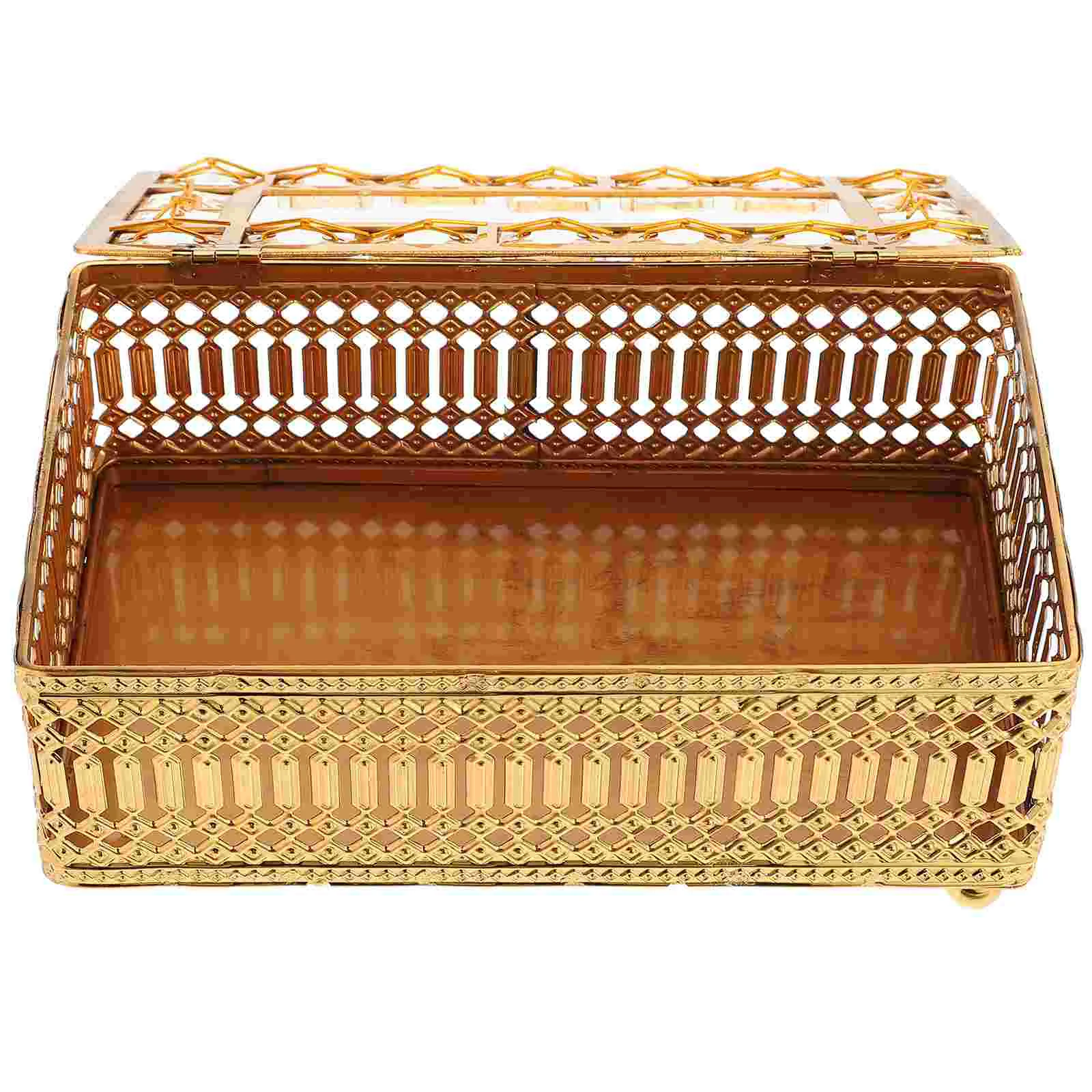 

Crystal Paper Box Facial Tissue Holder Napkin Cover Vintage Towel Storage Alloy