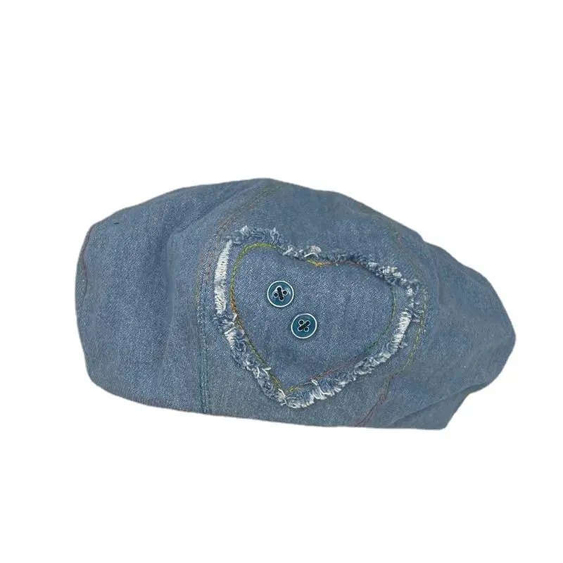 2022 модные дизайнерские береты с пуговицами в форме сердца для женщин хлопковая