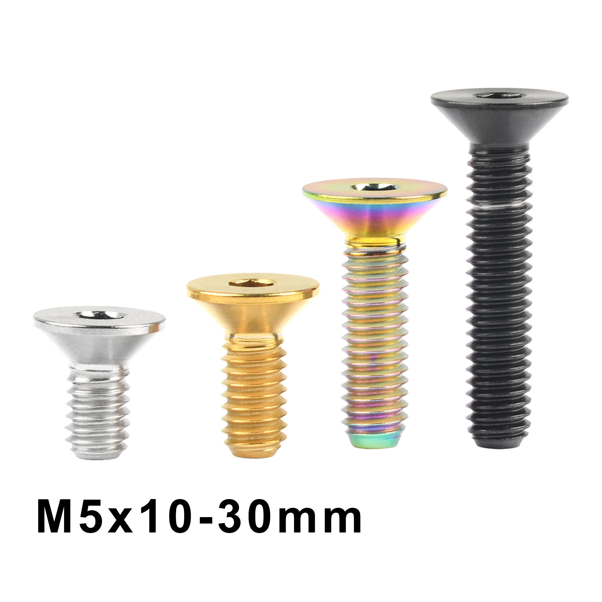 

Weiqijie 6Pcs Titanium Ti Bolts M5 x10 12 15 20 25 30mm Countersunk Head Hexagon Screw Bicycle Fittings