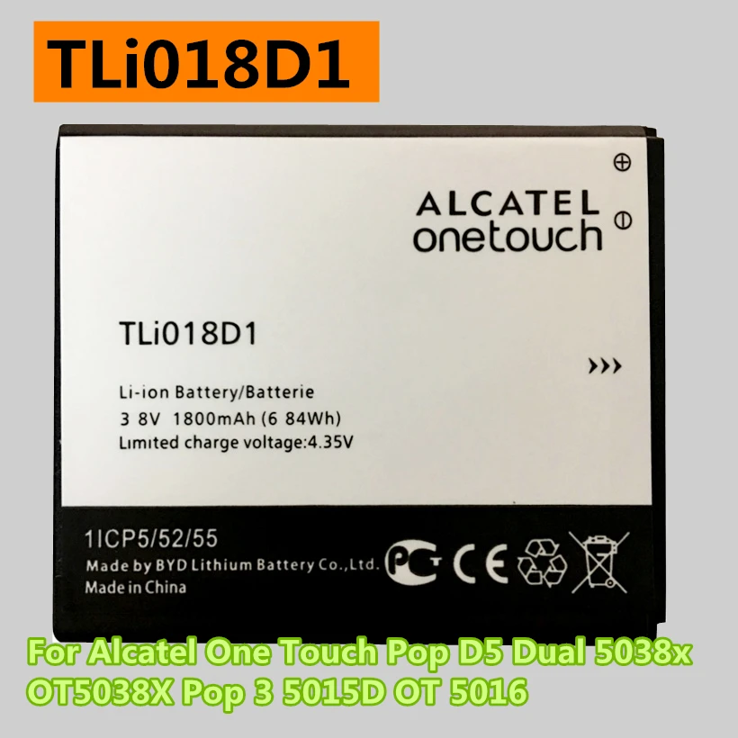 Оригинальный аккумулятор 1800 мАч TLi018D1 для Alcatel One Touch Pop D5 Dual 5038x OT5038X Pop 3 5015D OT 5016 Аккумулятор AKKU
