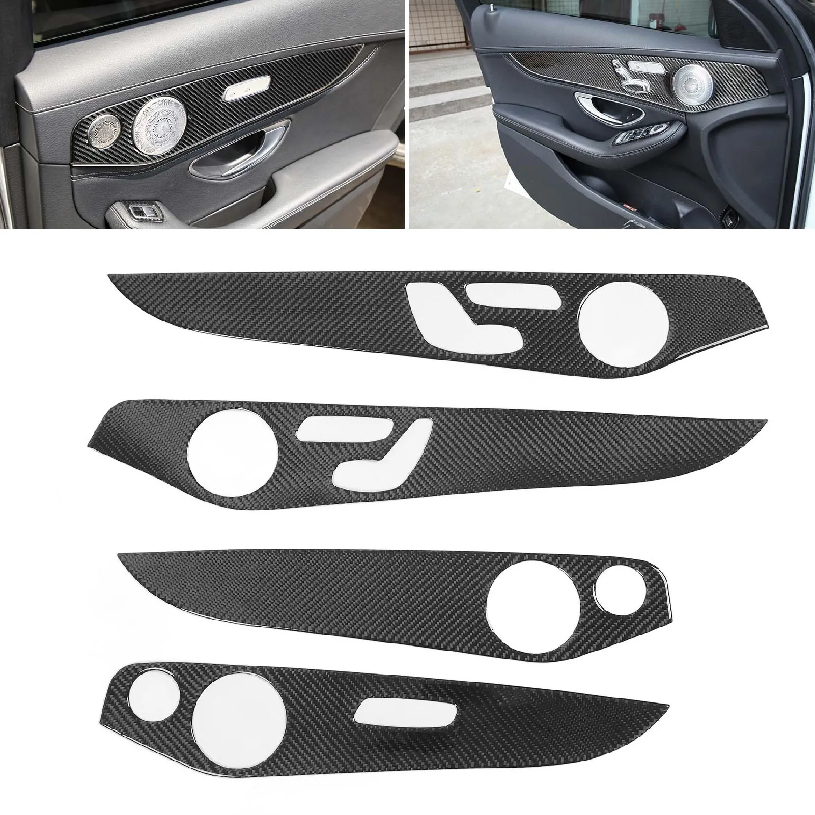 

Carbon Fiber Interior Door Panel Trim Rear Heating Button Panel Cover Replacement for Benz C Class W205 GLC Class 2014-2020