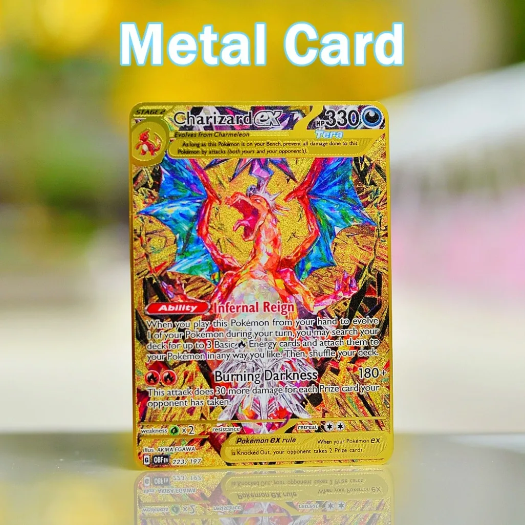 Карты с покемонами Ван Гог Металлическая карта Gold Blastoise Vmax Mario Pikachu Tcg Vstar Аниме