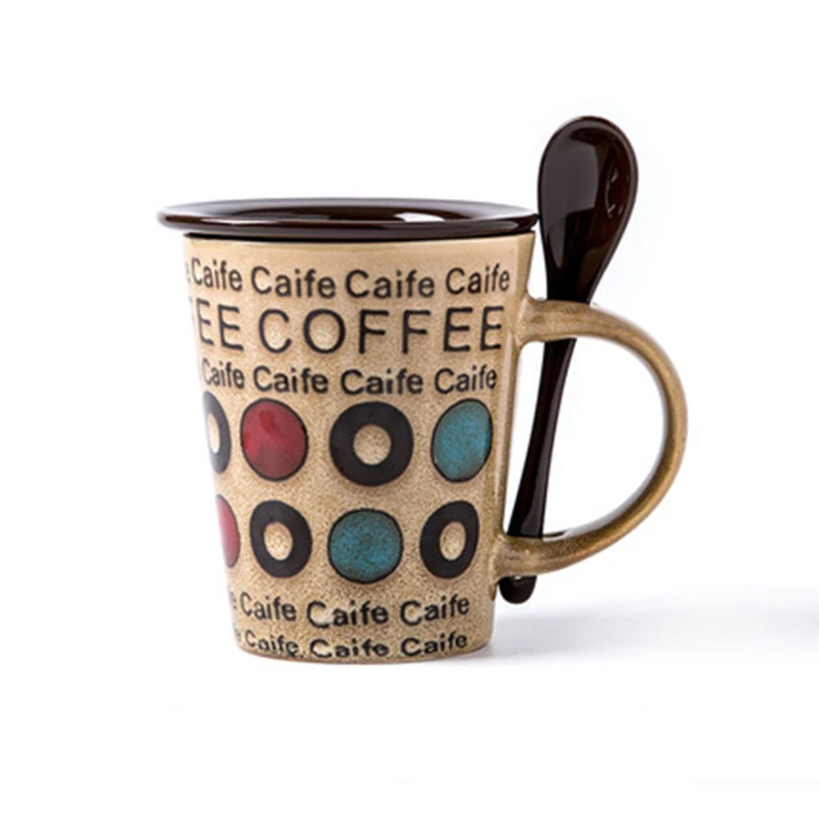 

Набор фарфоровых кофейных кружек, керамические кофейные кружки, чайная чашка с ручкой, новинка, цветные чашки для напитков с нашивкой для ла...