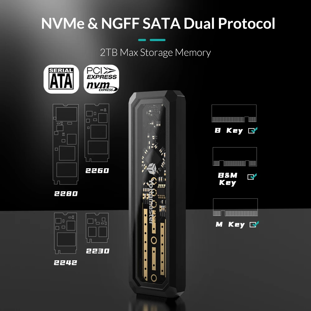 Корпус Yottamaster DF3 M2 NVMe SATA SSD USB3.1 GEN2 Type C Интерфейс 10 Гбит/с корпус для M-Key B + M ключ