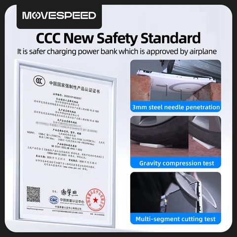 【CCC】MOVESPEED полутвердый аккумулятор Power Bank 5000 мАч с магнитной беспроводной зарядкой Powerbank для Magsafe для iPhone 17 16 15 14 13