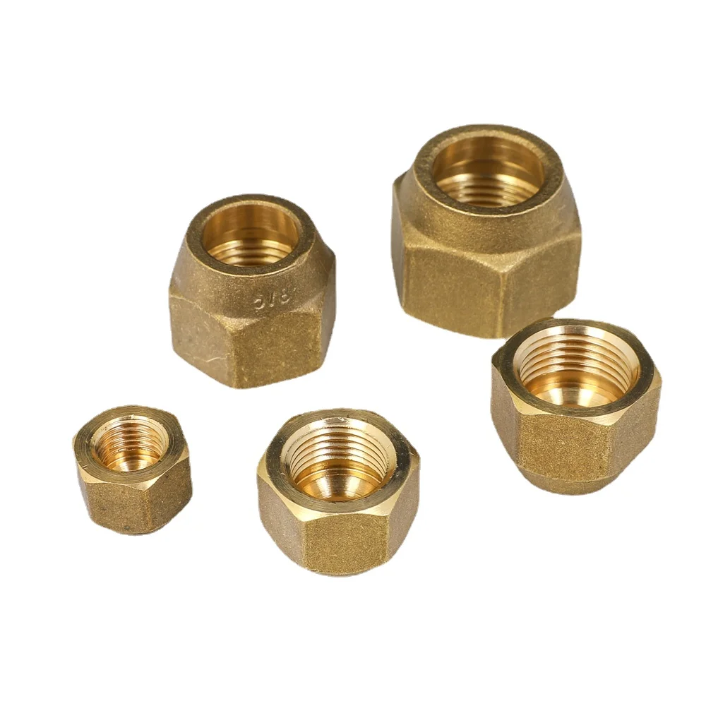 Brass Forged 7/16"-17/16" UNF Hex Nut 45 Degree SAE 1/4" 3/8" 1/2" 3/4" Inch Flare Pipe Fitting Adapter Air Conditioner Copper
