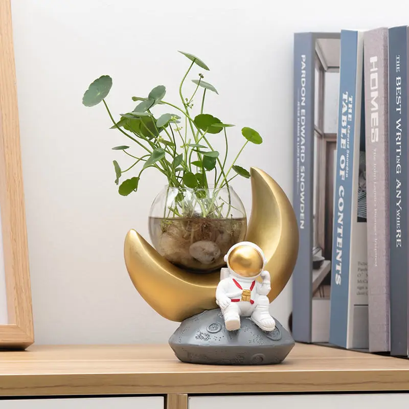 

Creative Astronaut Hydroponic Ornaments Glass Vase Living Room Home Decoration Office Desktop Knick-knacks Glass Ornaments