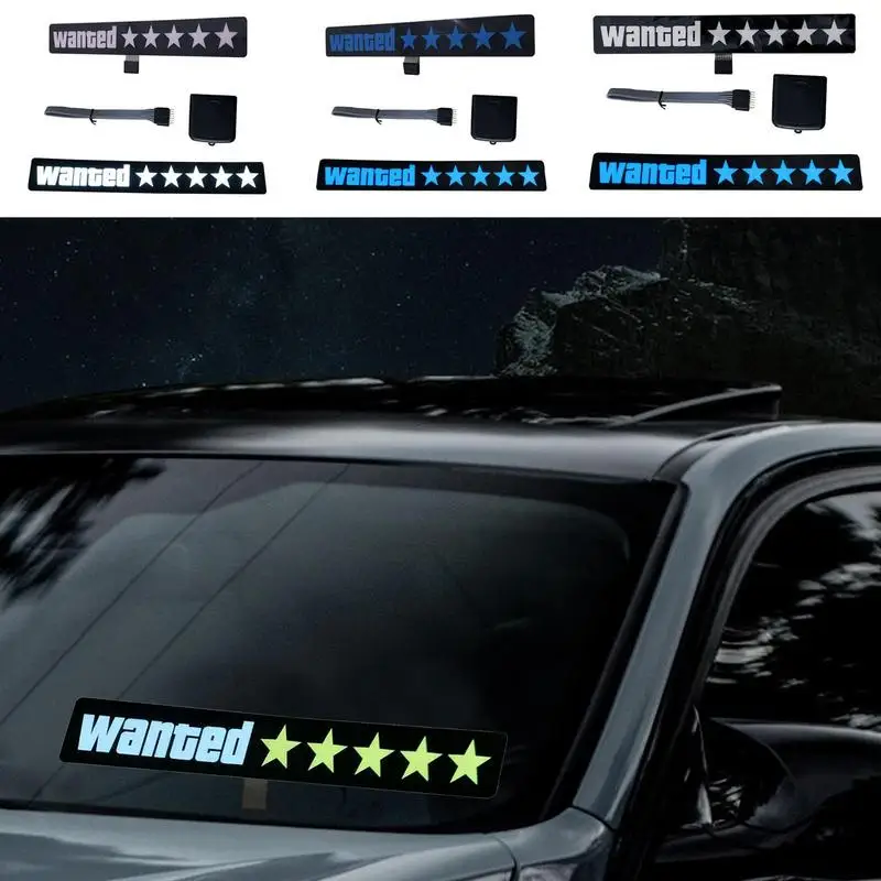 

Beautiful Fashion Windshield Electric LED Wanted Car Window Sticker Auto Moto Safety Signs Car Decals Decoration Sticker