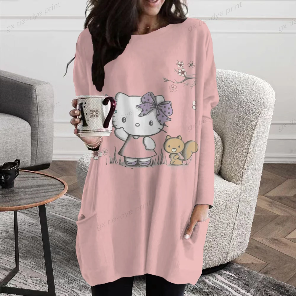 

Женская футболка с длинным рукавом, с принтом Hello Kitty