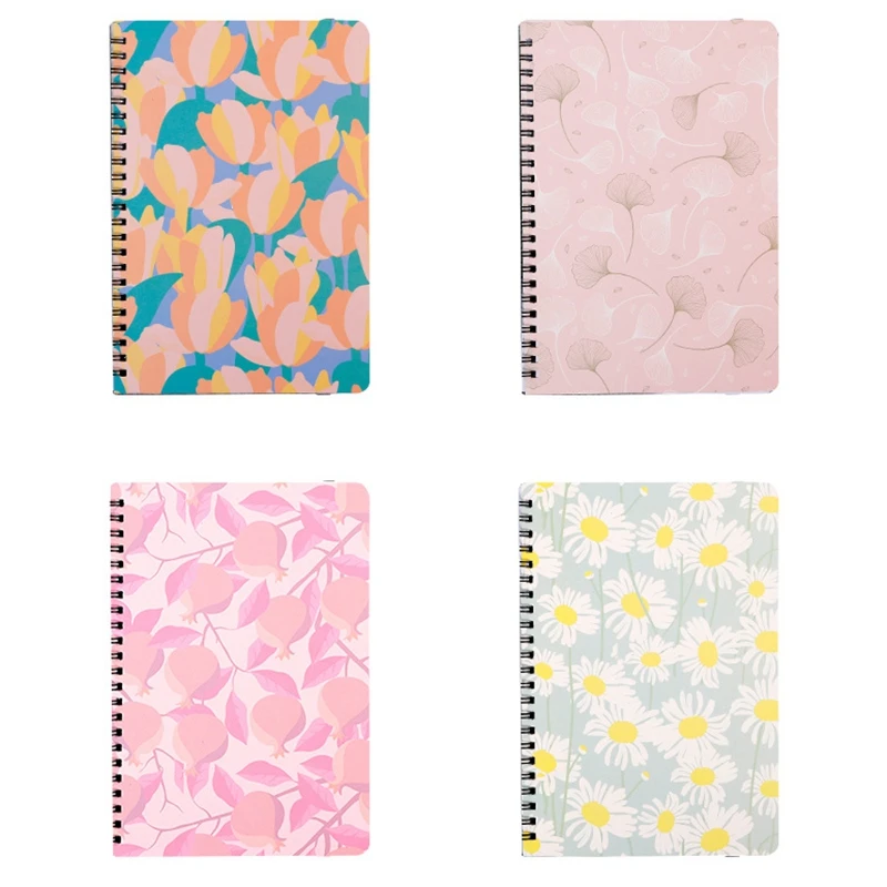 

4 PCS Notebooks A5 Spiral Coil Notebook 80 Sheets (160 Pages) Lined Paper Note Books For Work Office School Home