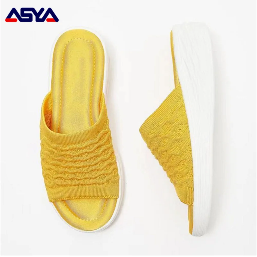 

ASYAPOY Women Sandals Knitting Summer Sandals Shoes Women Indoor Outdoor Slippers Sandalias Mujer Wedges Shoes Platform Heels