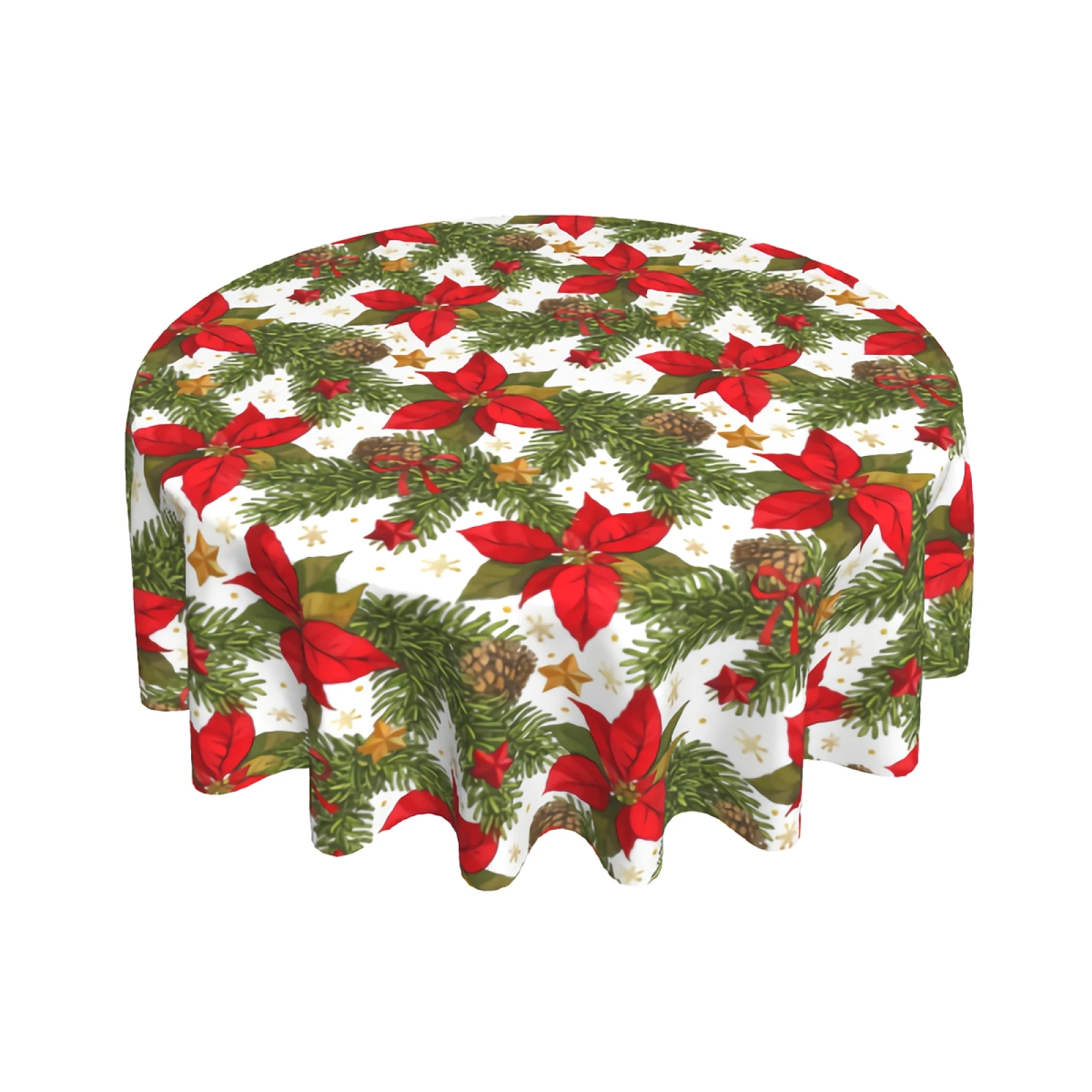 

Red White Poinsettia Table Cover Table Cloth with Waterproof Wrinkle Resistant for Home Kitchen Indoor Outdoor