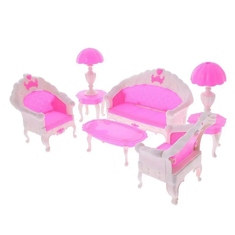 

Assorted Doll Accessories Bedroom Furniture Cookware Dinnerware Dollhouse Supply Decor For Barbie Dolls - A 6 Pcs