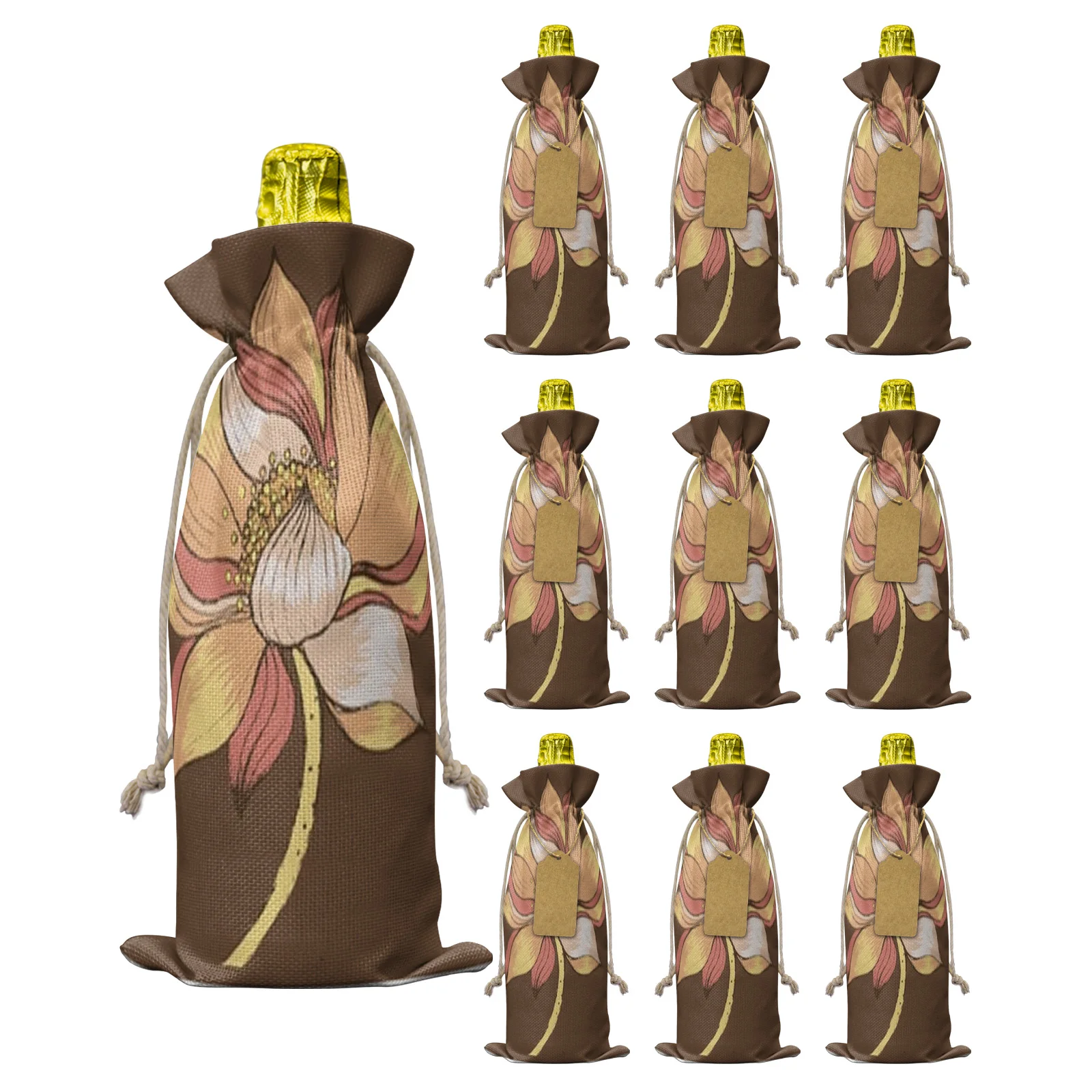 

10 шт. красивый Восточный цветок, сумка для винных бутылок, Рождественский Декор для дома, чехол для винных бутылок, декор для свадебной вечеринки, винные мешки в подарок