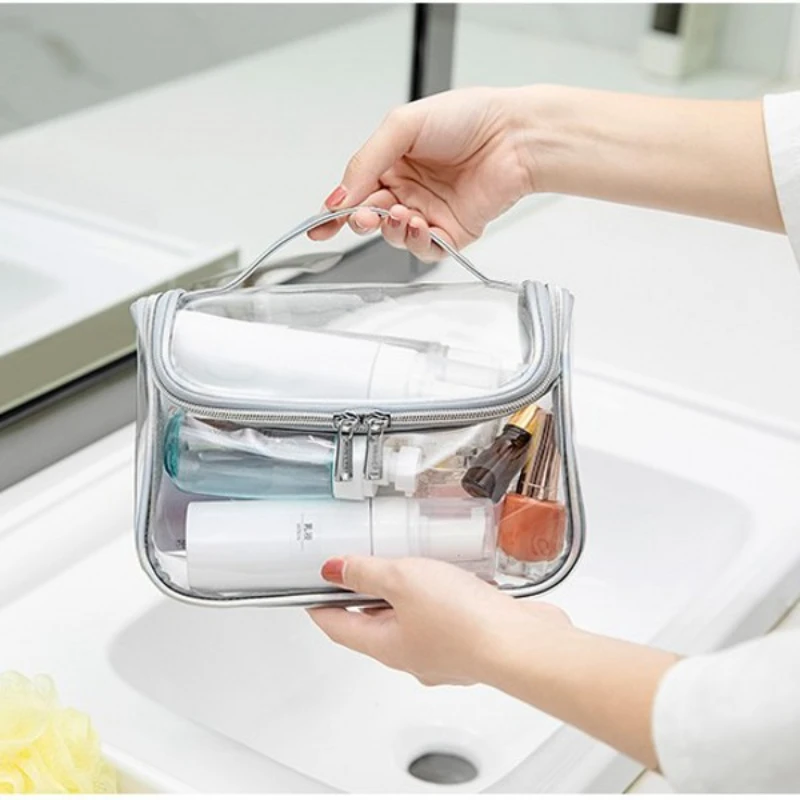 

PVC Transparent Women Cosmetic Bags Waterproof Travel Makeup Pouch Clear Zipper Toiletry Organizer Washing Beauty Storage Box