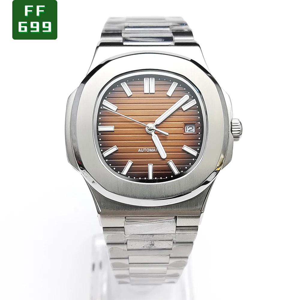 

39mm Luxury Men's Watch Mechanical Caliber 8215 Sapphire Mirror Nautilus Case Green Luminous Water Resistant Brown Dial