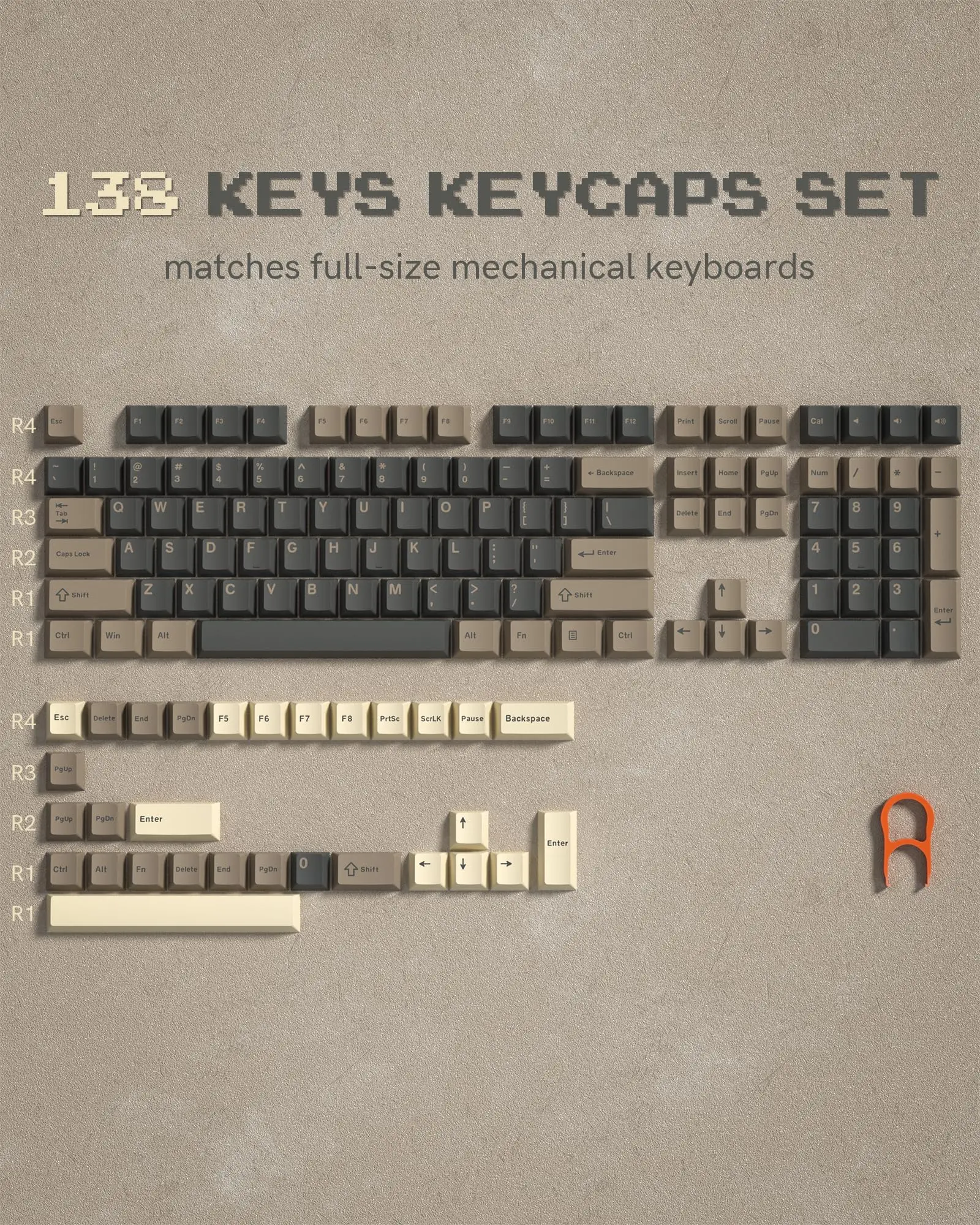 138 клавиш Cherry Profile Ретро коричнево-серые колпачки для на заказ PBT Doubleshot