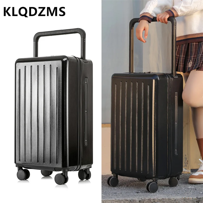 KLQDZMS Fashion New Men's Waterproof Hand Luggage Women's Small Fresh Universal Wheel Suitcase 24 Inch Wide Trolley Case
