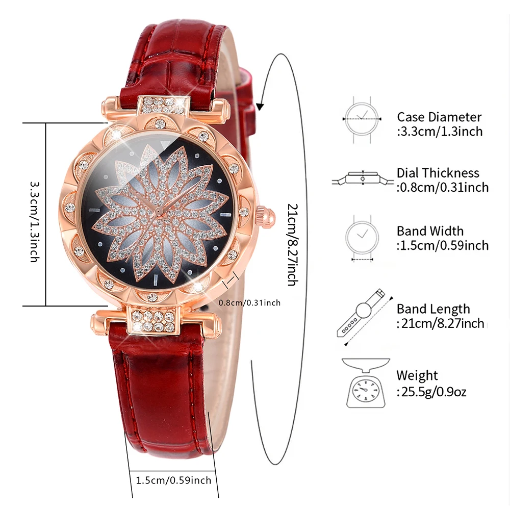 5 шт./комплект женские кварцевые часы с циферблатом из ПУ кожи