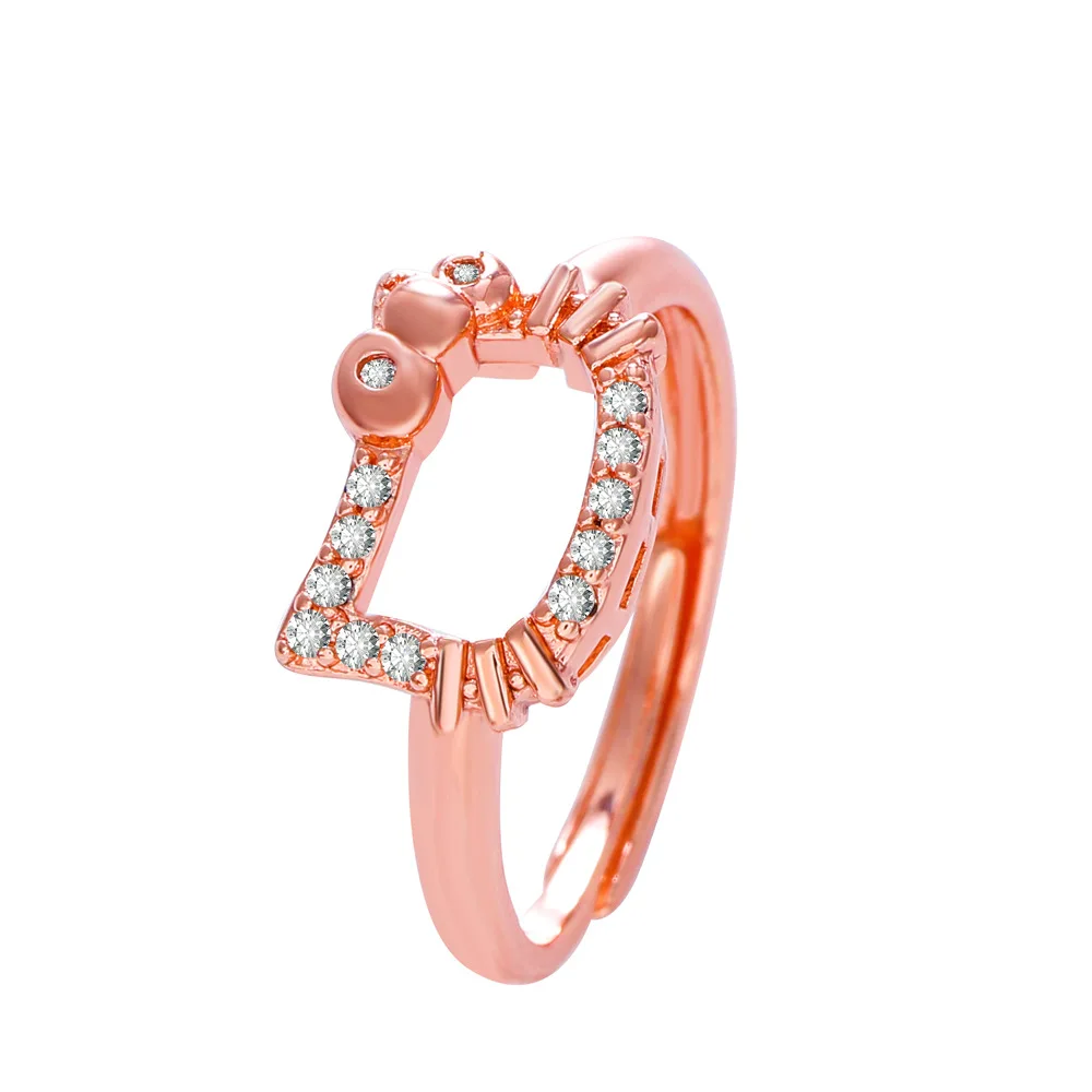 

Hello Kitty Girl Ring Japan and South Korea New Inlaid Zircon Cute Student Ring Personality Niche Design Open Ring Y2k Jewelry