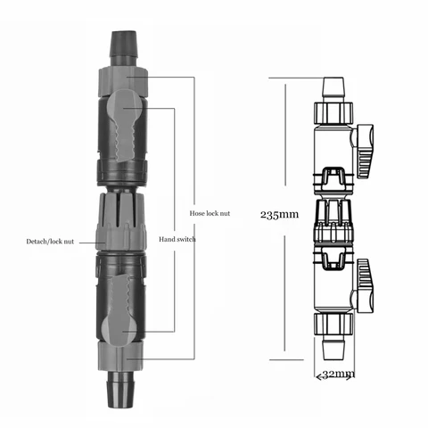 Аквариумный регулирующий клапан для воды, шланг для аквариума, быстросъемная труба с двойным краном ConnectorK-12/16 мм 16/22 мм