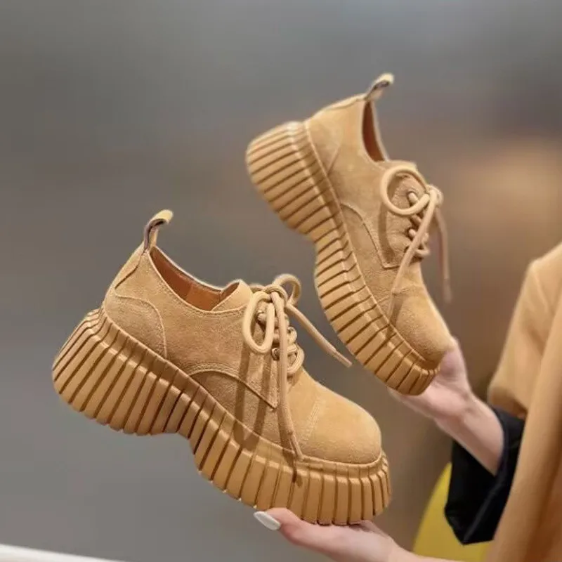 

Женские кроссовки ручной работы, из натуральной кожи, на платформе