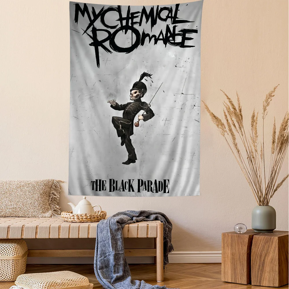 My C-Chemical R-Romance Band Anime Tapestry Hippie Flower Wall Carpets Dorm Decor Hanging Home