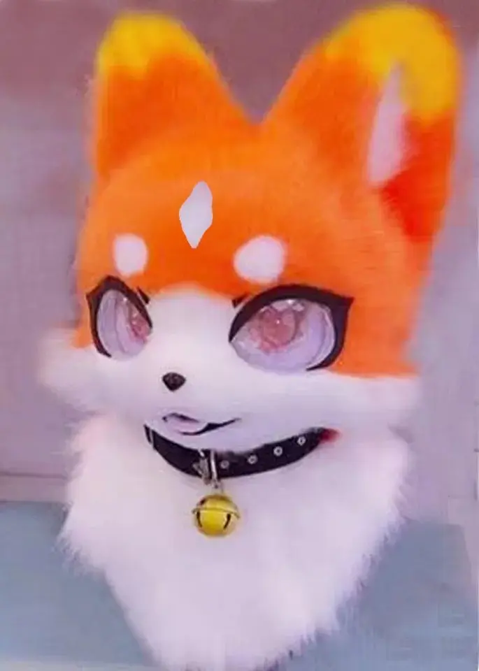 Furuit длинношерстная голова талисмана кошки и лисы для вечеринки на Хэллоуин