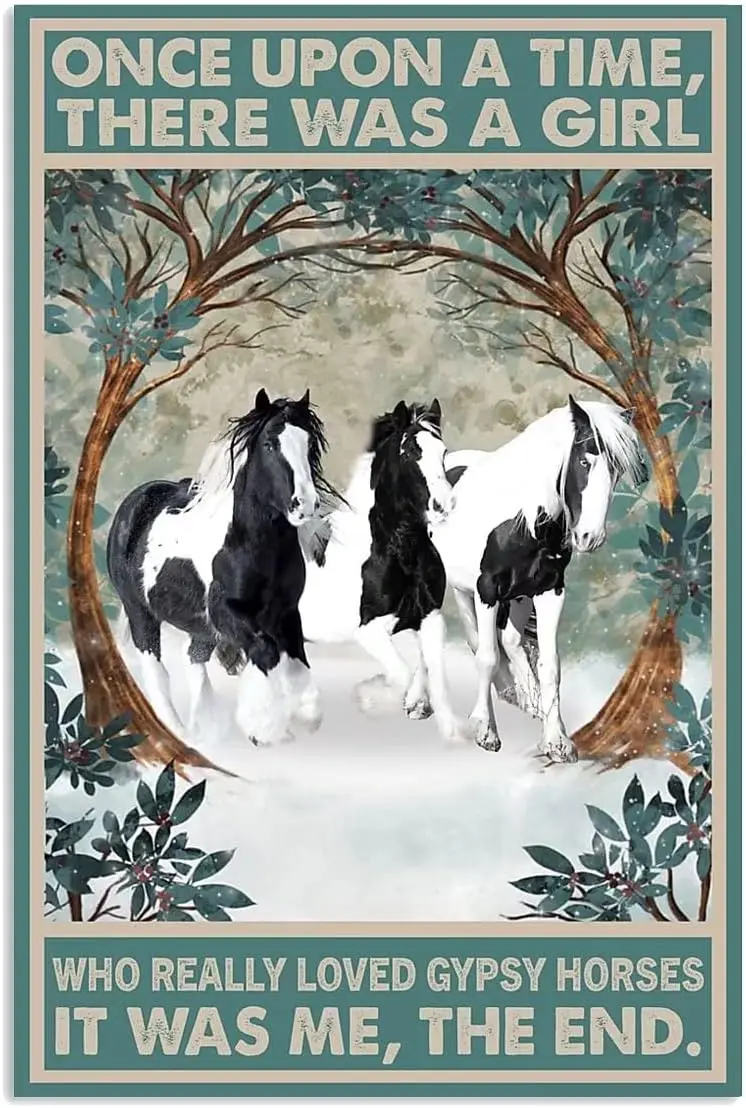 Винтажная девушка которая любит цыганские лошади Алюминиевый металлический