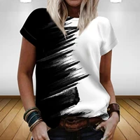 2022 summer fashion womens short sleeve harajuku t shirt brand design black white color stitching top