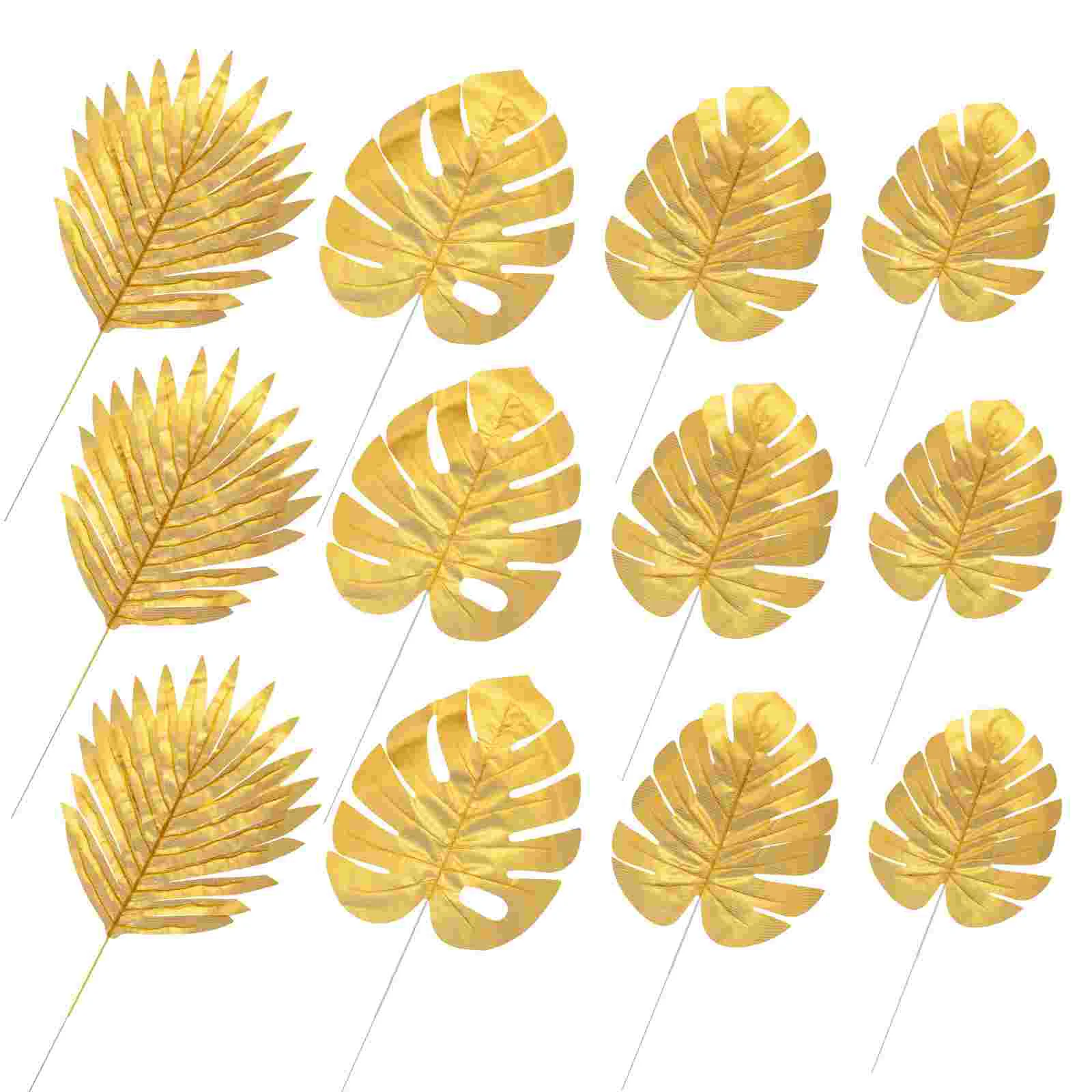 

Leaves Palm Artificial Leaf Tropical Golden Decor Simulated Decoration Gold Faux Monstera Party Turtle Ornament Leave Simulation