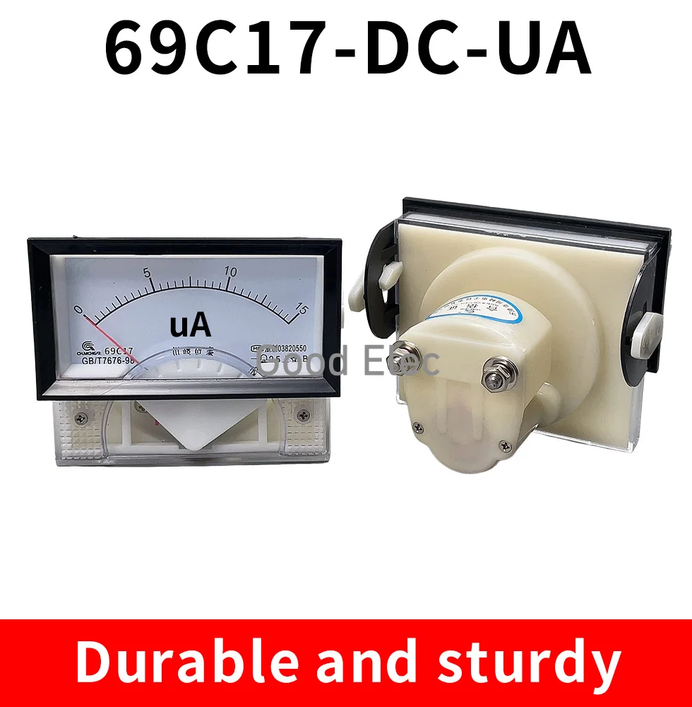 Medidor de Corrente Shunt Ampere Microamperímetro Ponteiro 69C17 50UA 100UA 200UA 300UA 500 85x46mm