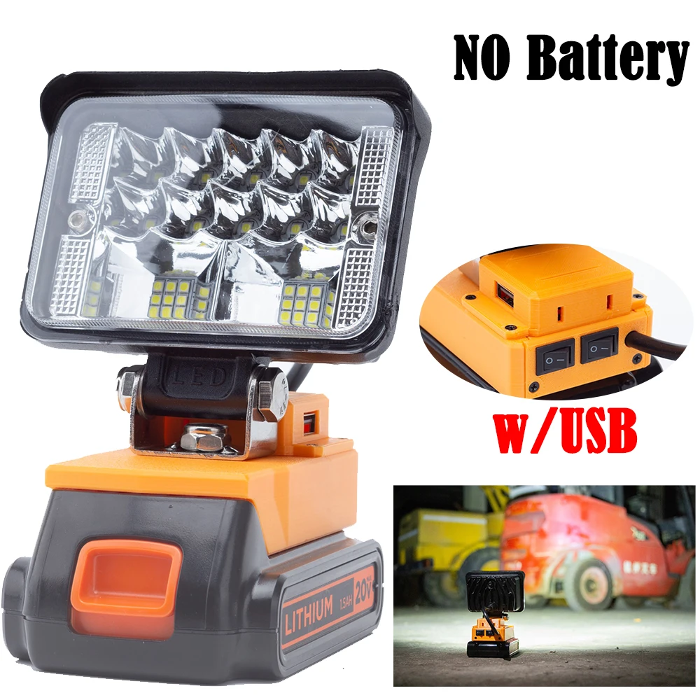 Освещение 28 Вт рабочая функция подходит для литиевой батареи Black & Decker 20 в с USB