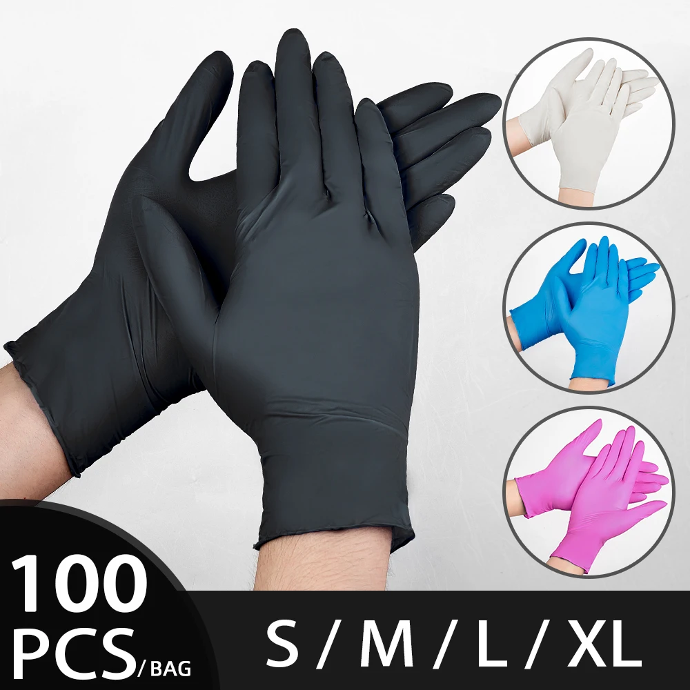 100pcs Nitrile Synethtic Gloves Food Grade Allergy Free Disposable Work Household Mechanic Kitchen Pink |